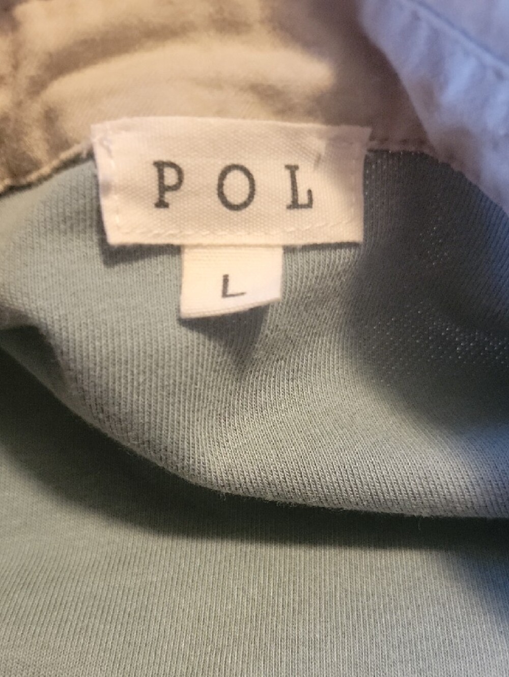 POL Women's Oversized Long-Sleeve Pullover Shirt in Light Sage. NWOT - Picture 5 of 6